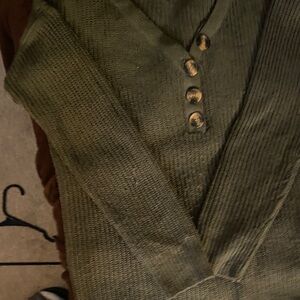 Love Green V-Neck Button Sweater